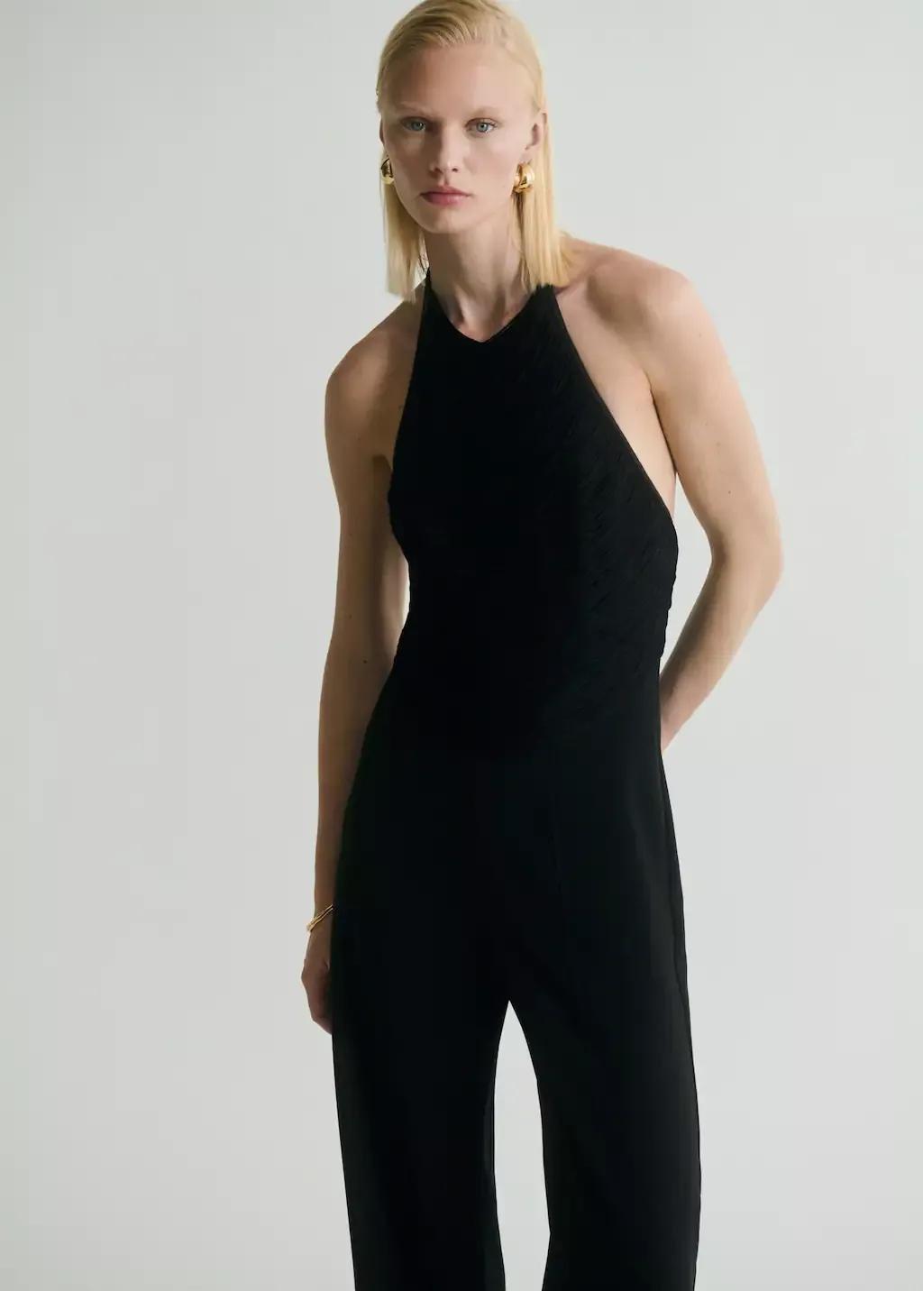 BLACK Halter neck jumpsuit, , large image number 0