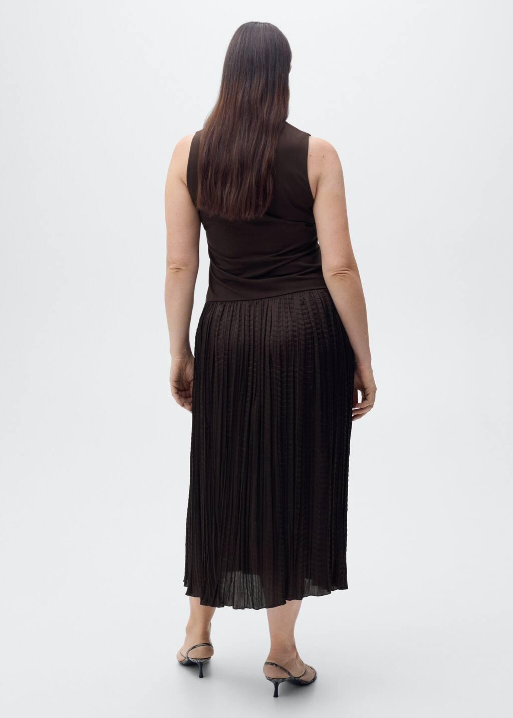 Brown Combined-Fabric Long Dress, , large image number 2