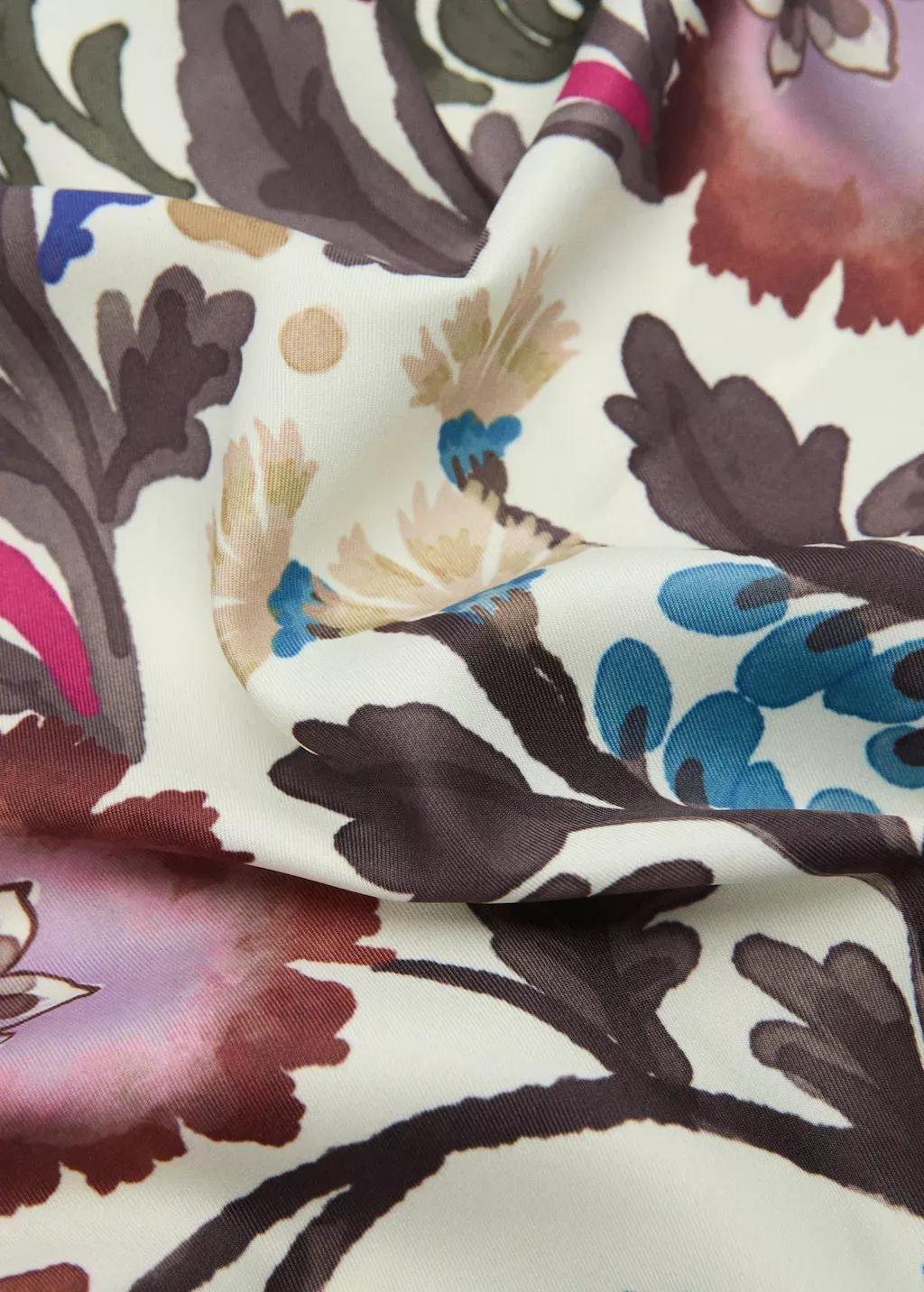 Beige Printed Satin Scarf, Light Beige, large image number 0