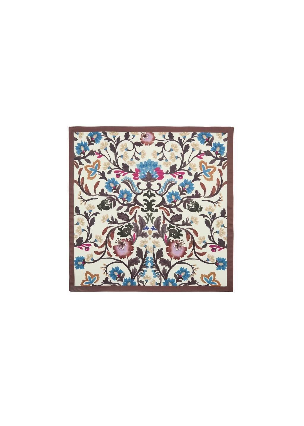 Beige Printed Satin Scarf, Light Beige, large image number 2