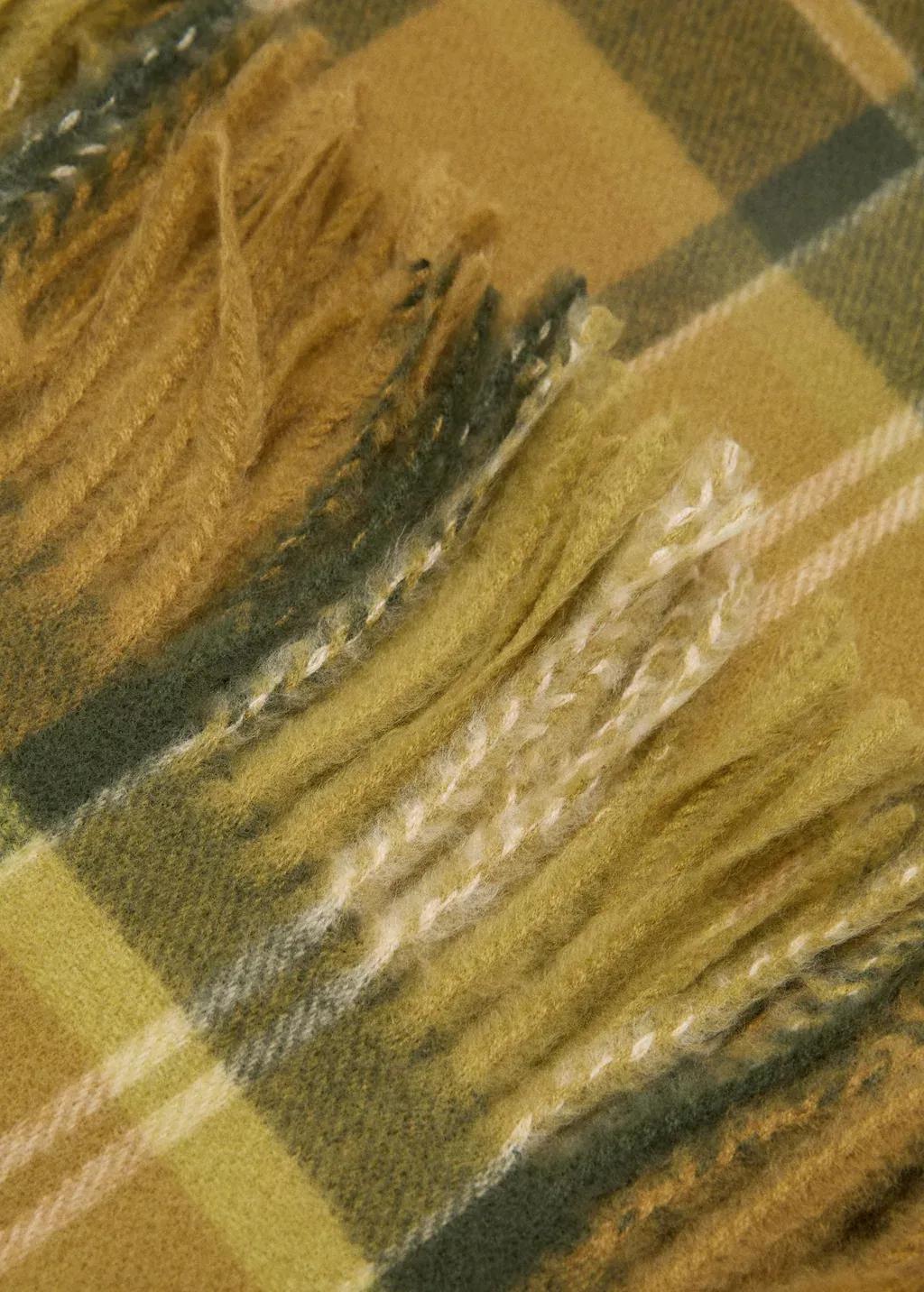 BEIGE - KHAKI Check scarf with fringed ends, Beige - Khaki, large image number 0