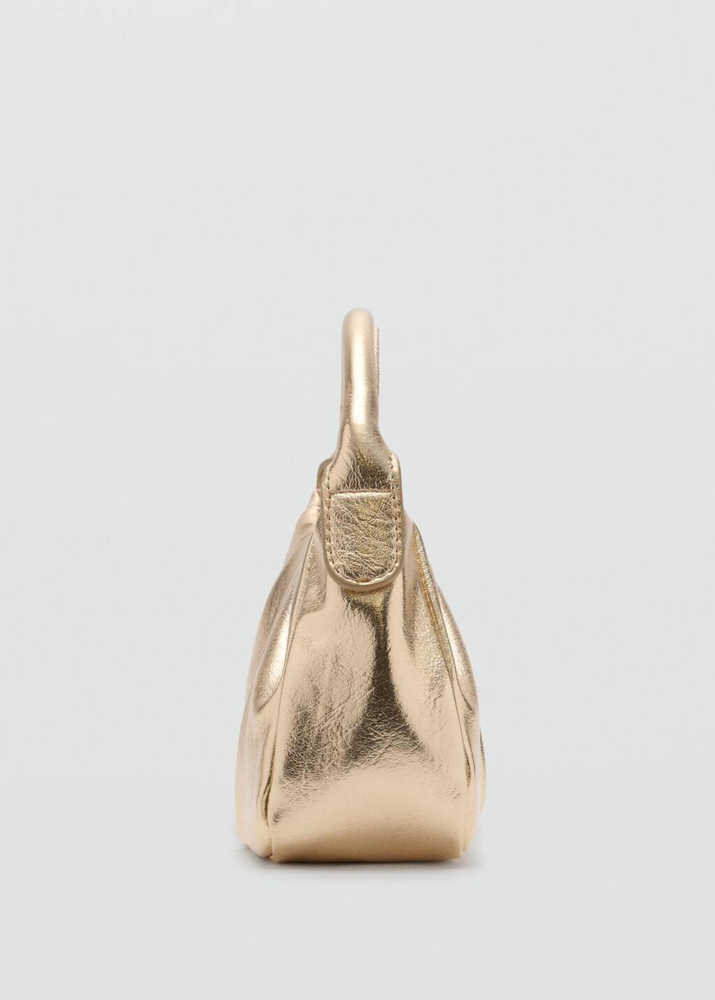 Gold Ruched Quilted Bag, Gold, large image number 1