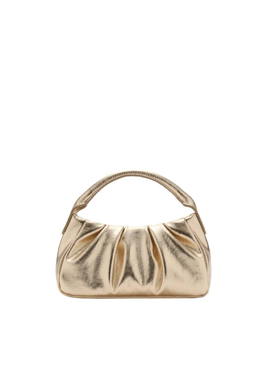 Gold Ruched Quilted Bag, Gold, large image number 3