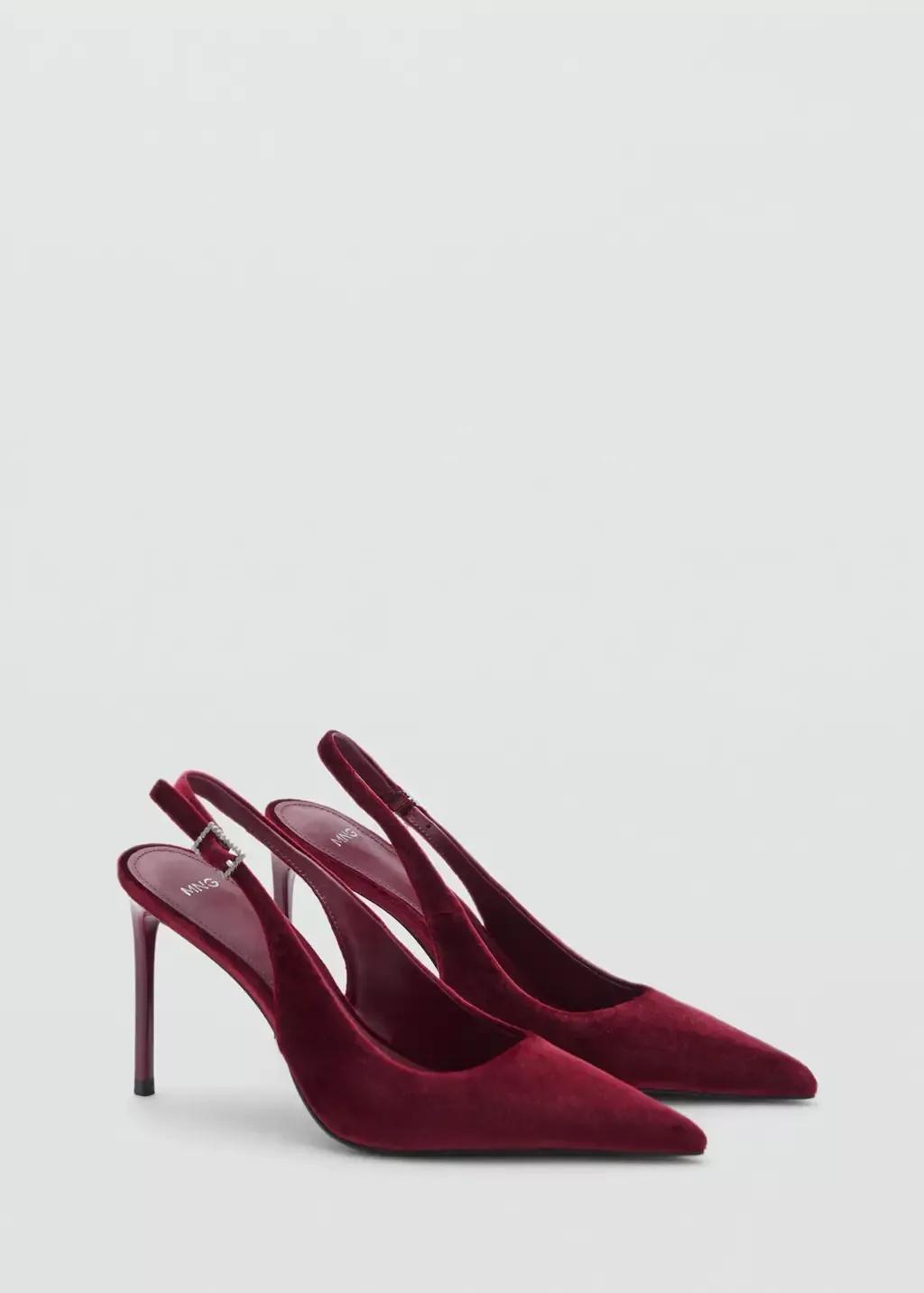 Red Velvet Heeled Shoes, , large image number 0