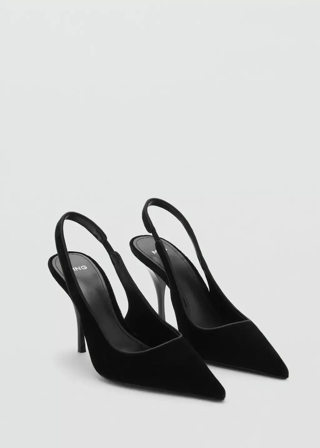 Black Velvet Heeled Shoes, , large image number 0