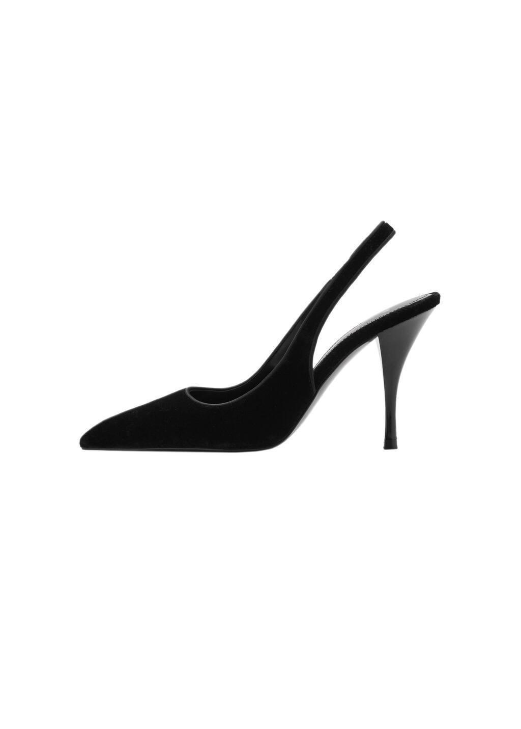 Black Velvet Heeled Shoes, , large image number 3