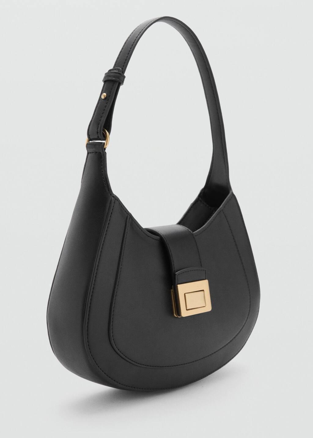 Black Plain Shoulder Bag, Black, large image number 0