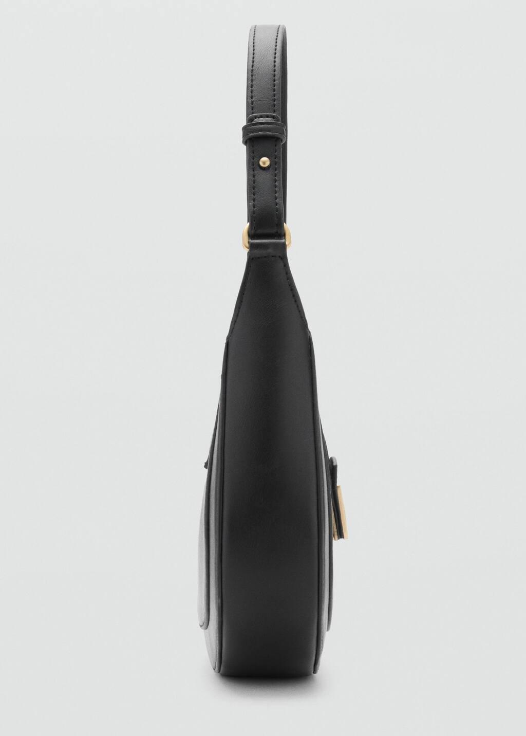 Black Plain Shoulder Bag, Black, large image number 2