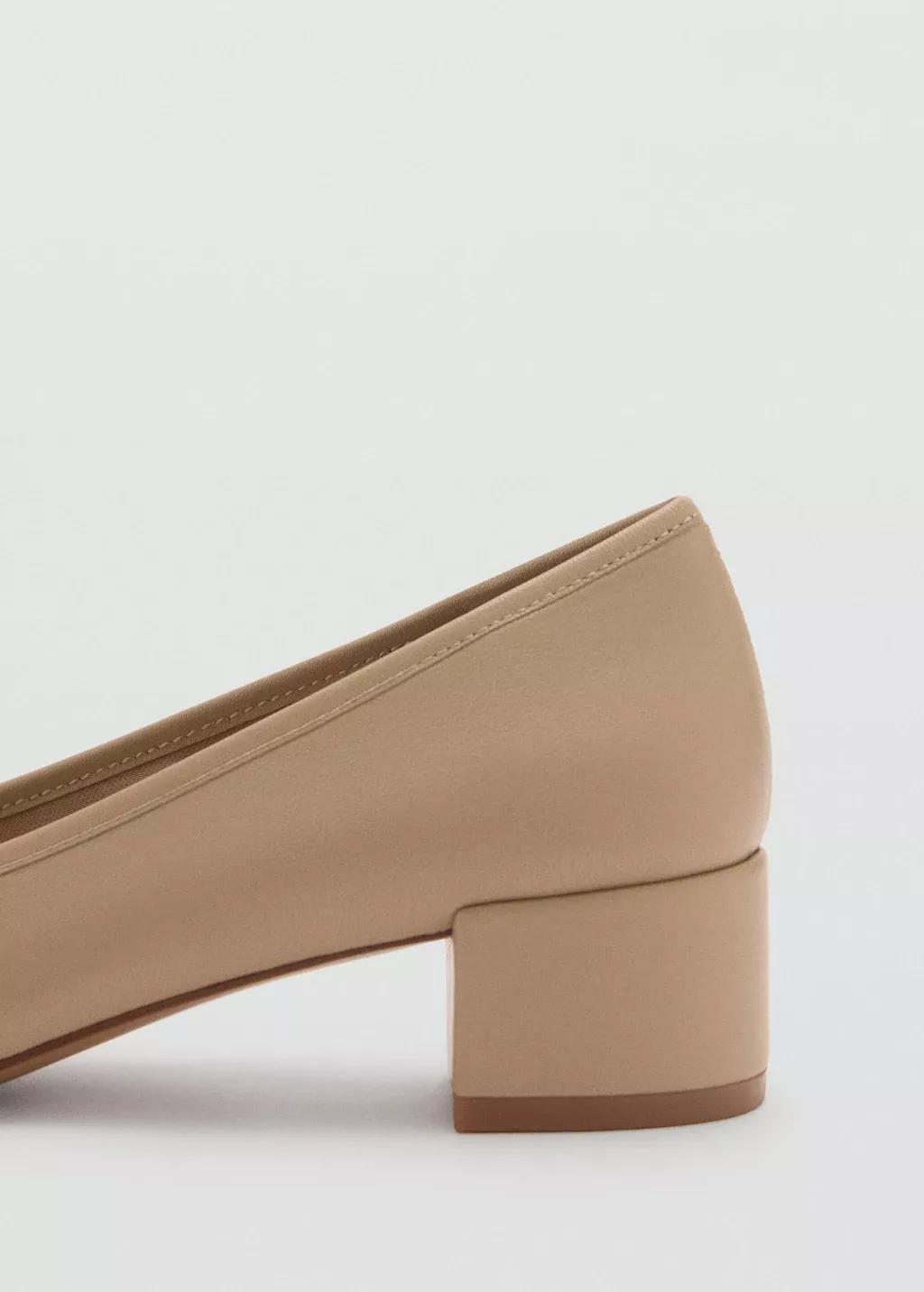 Brown Heeled Ballet Flats With Leather Bow, , large image number 1