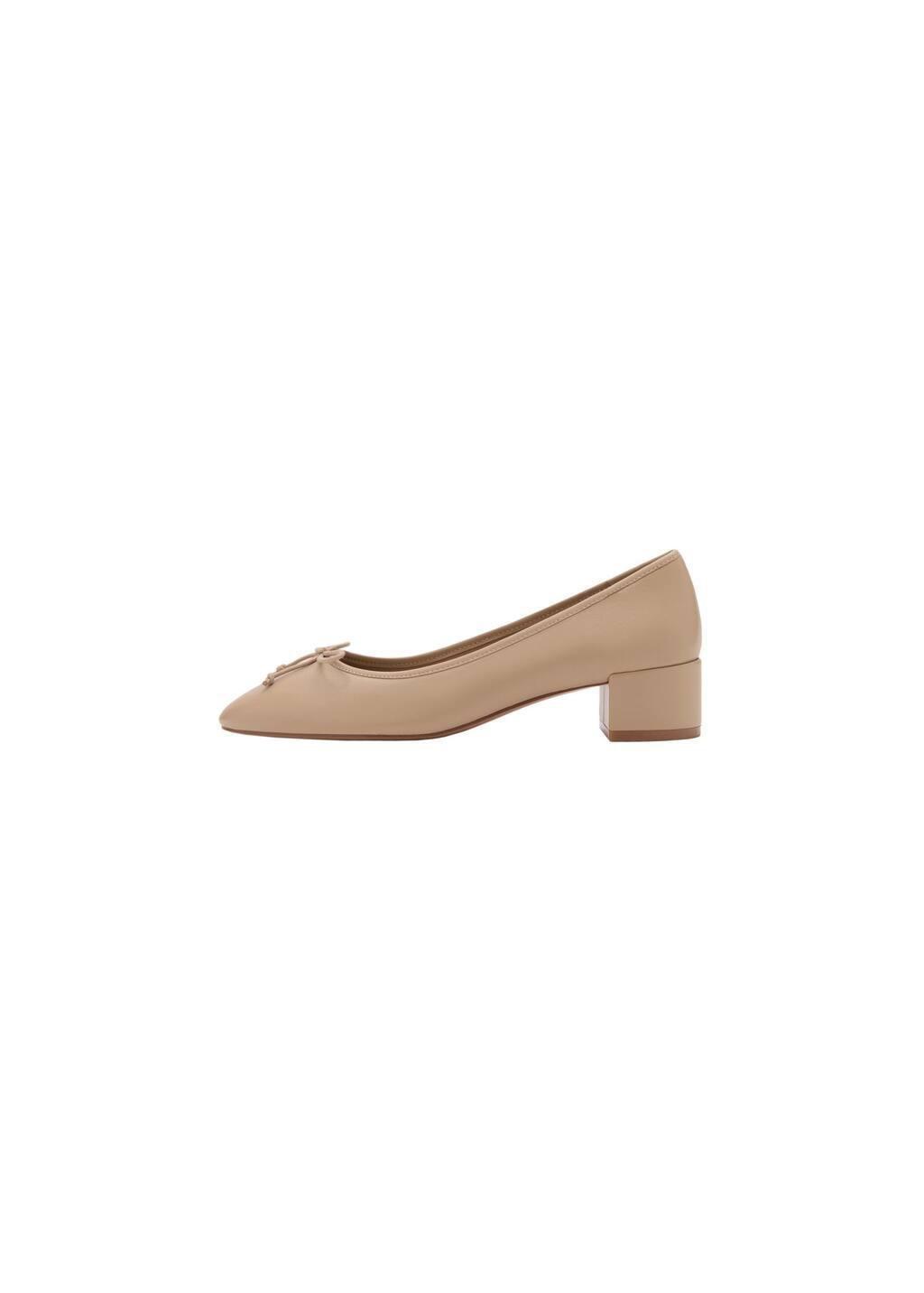 Brown Heeled Ballet Flats With Leather Bow, , large image number 3