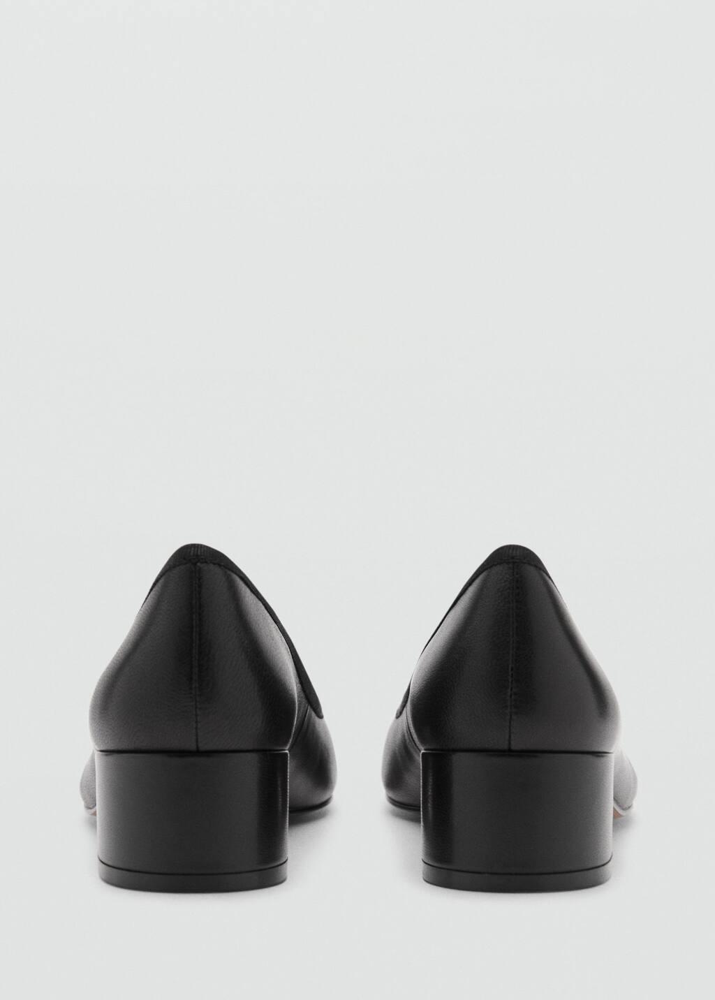 Black Heeled Leather Shoes With Bow, , large image number 1