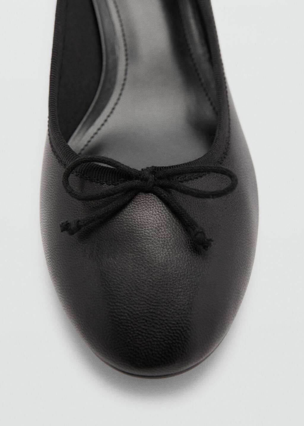 Black Heeled Leather Shoes With Bow, , large image number 2
