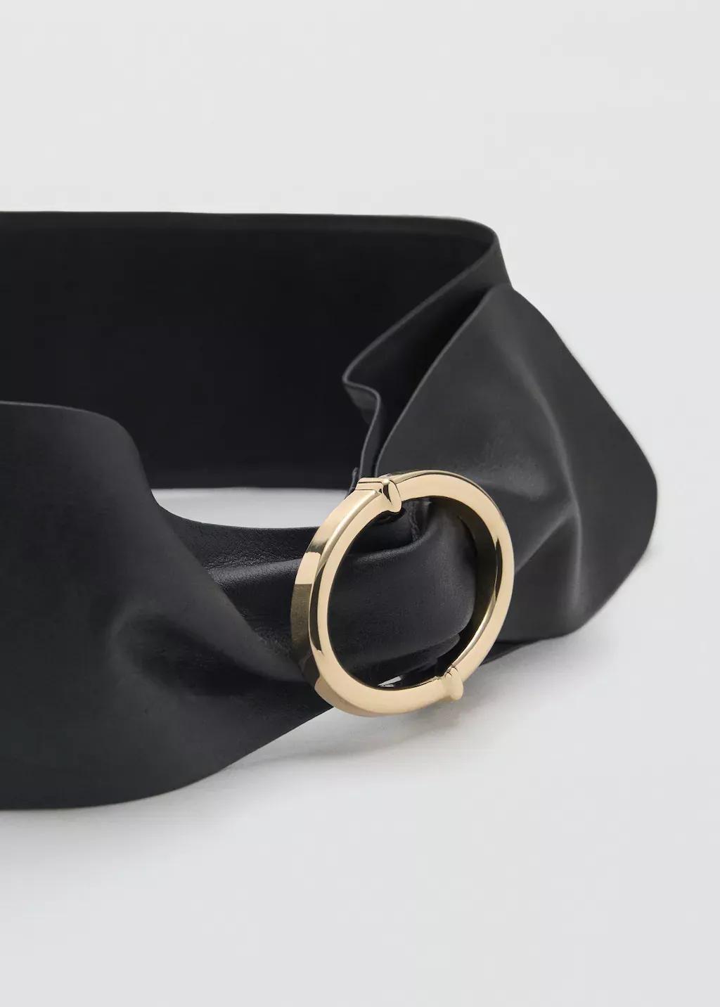 Black Leather Obi Belt, , large image number 0