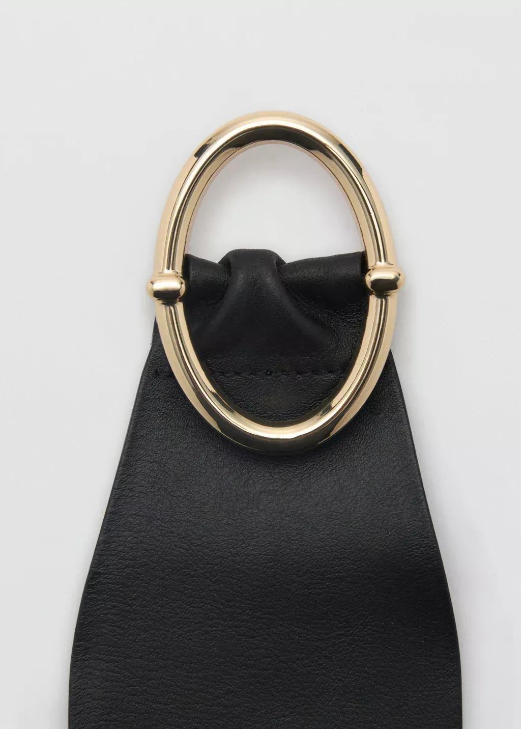 Black Leather Obi Belt, , large image number 1