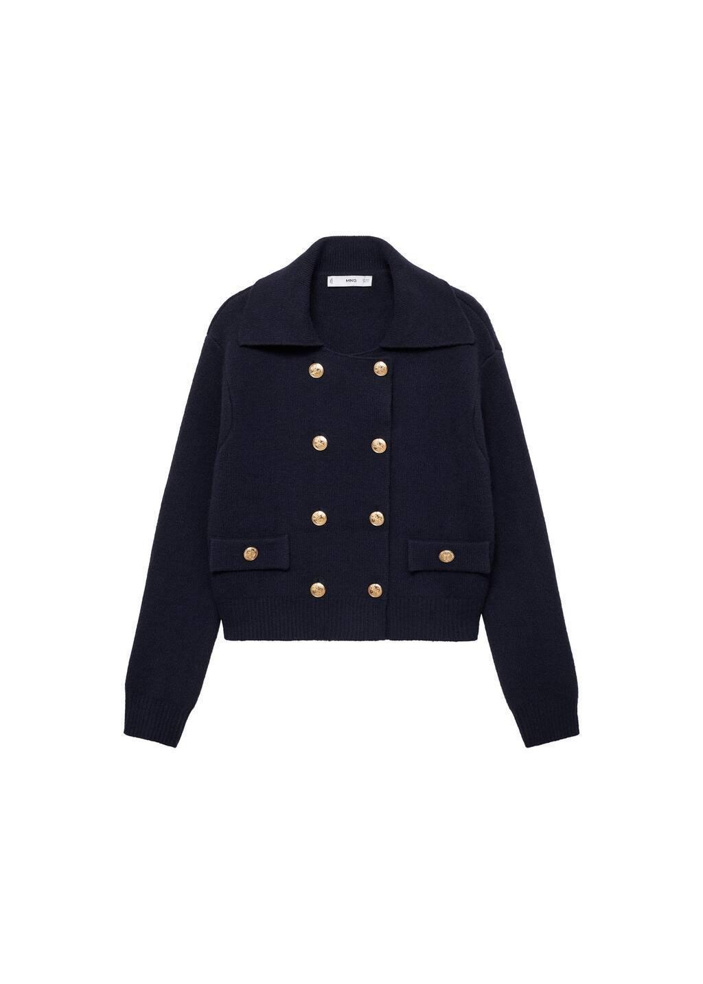 Navy Double-Breasted Wool Jacket, , large image number 3