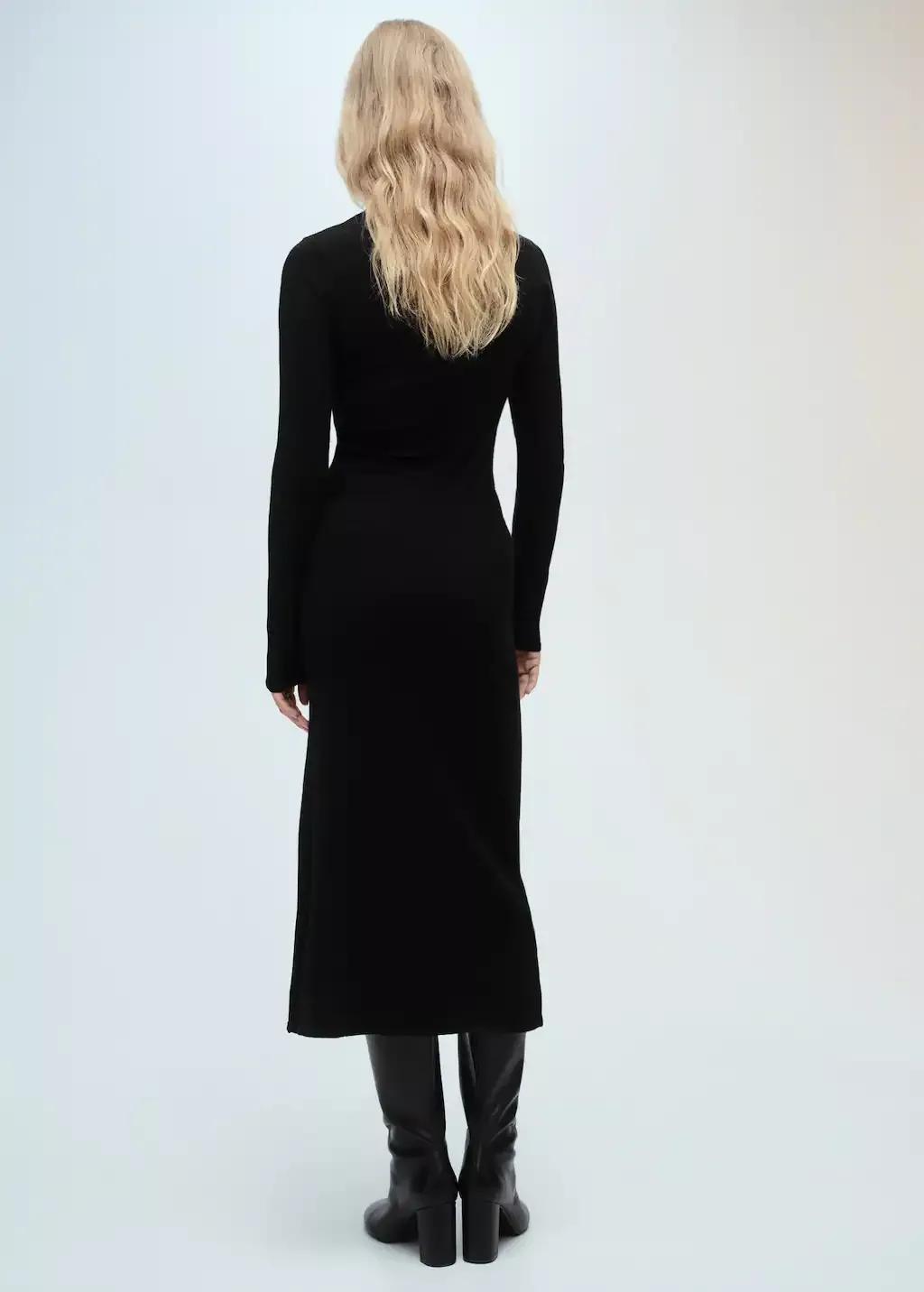 Black Side Slit Knit Dress, , large image number 8