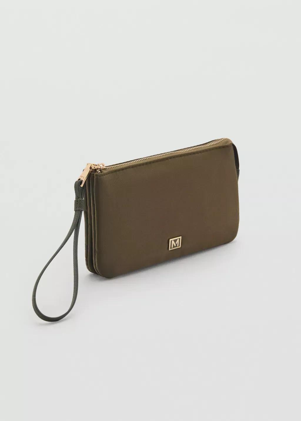 Khaki Nylon Purse With Zip, Beige - Khaki, large image number 0
