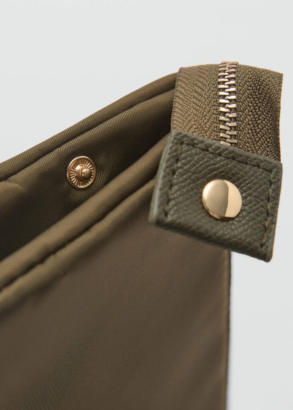 Khaki Nylon Purse With Zip, Beige - Khaki, large image number 1