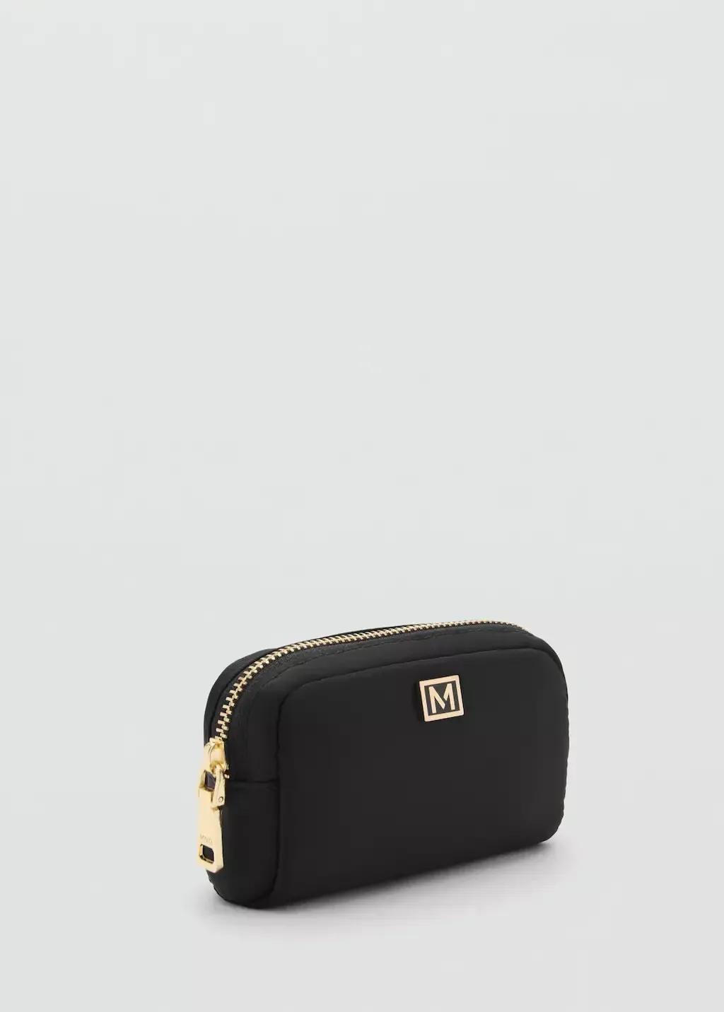 Black Zipped Nylon Cosmetics Bag, Black, large image number 0