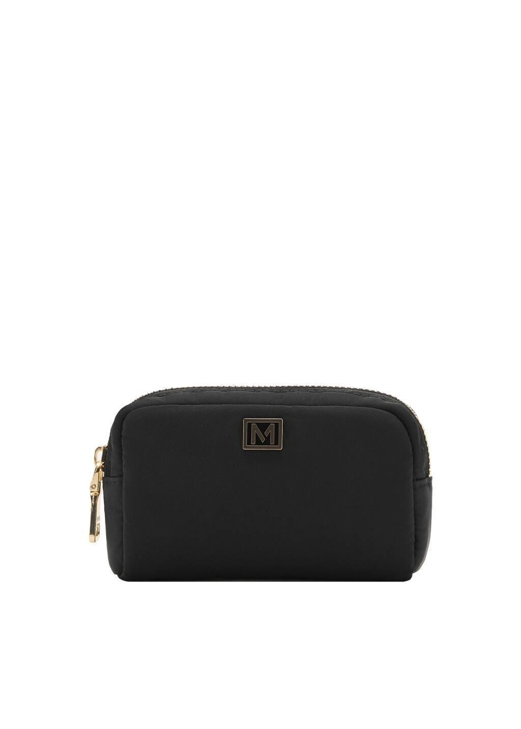 Black Zipped Nylon Cosmetics Bag, Black, large image number 3