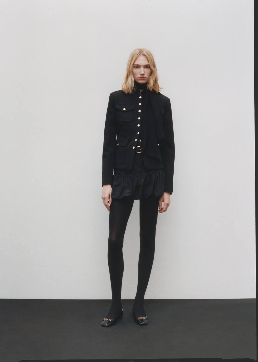 Black Jacket Pockets With Button Detail, , large image number 0