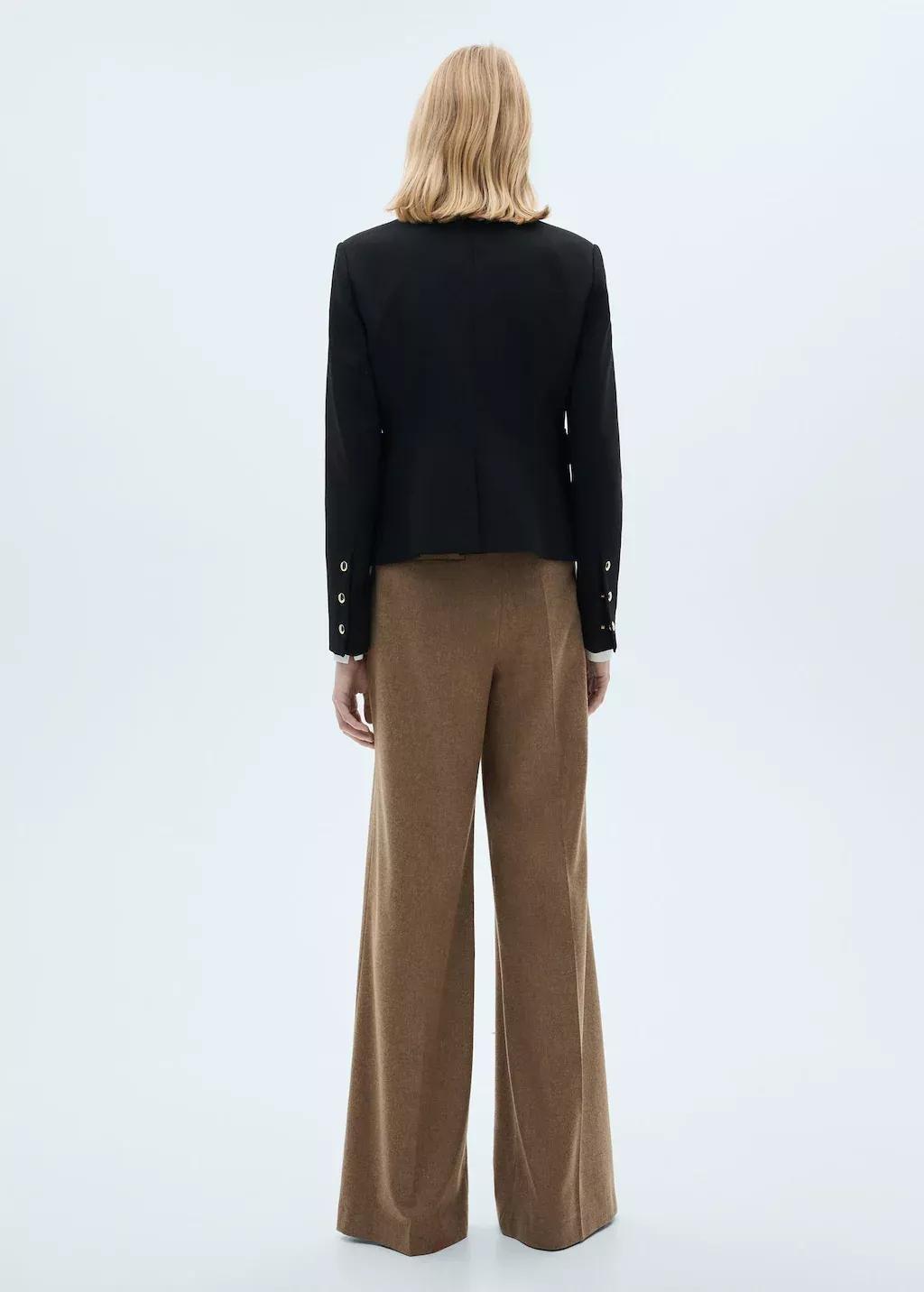 Black Jacket Pockets With Button Detail, , large image number 2
