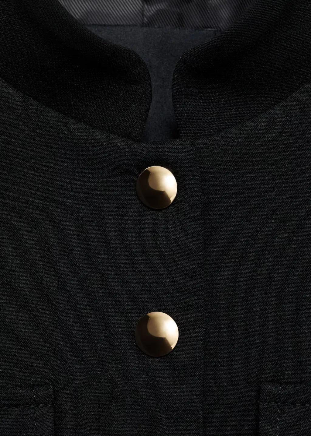 Black Jacket Pockets With Button Detail, , large image number 7
