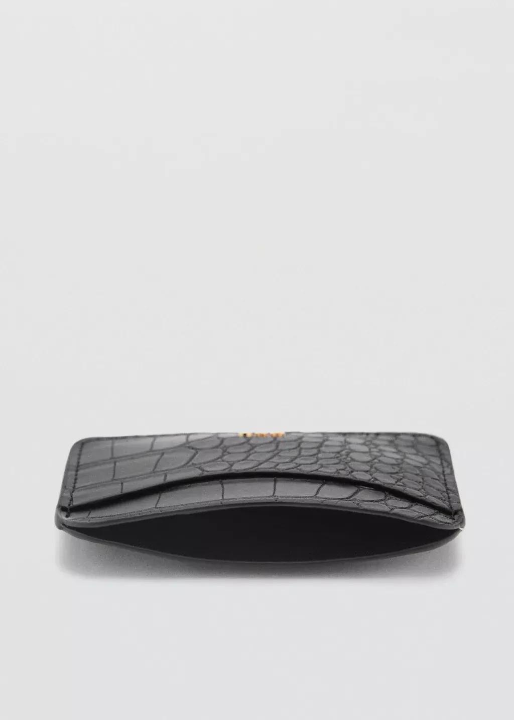 Black Croc-Effect Cardholder, Black, large image number 1