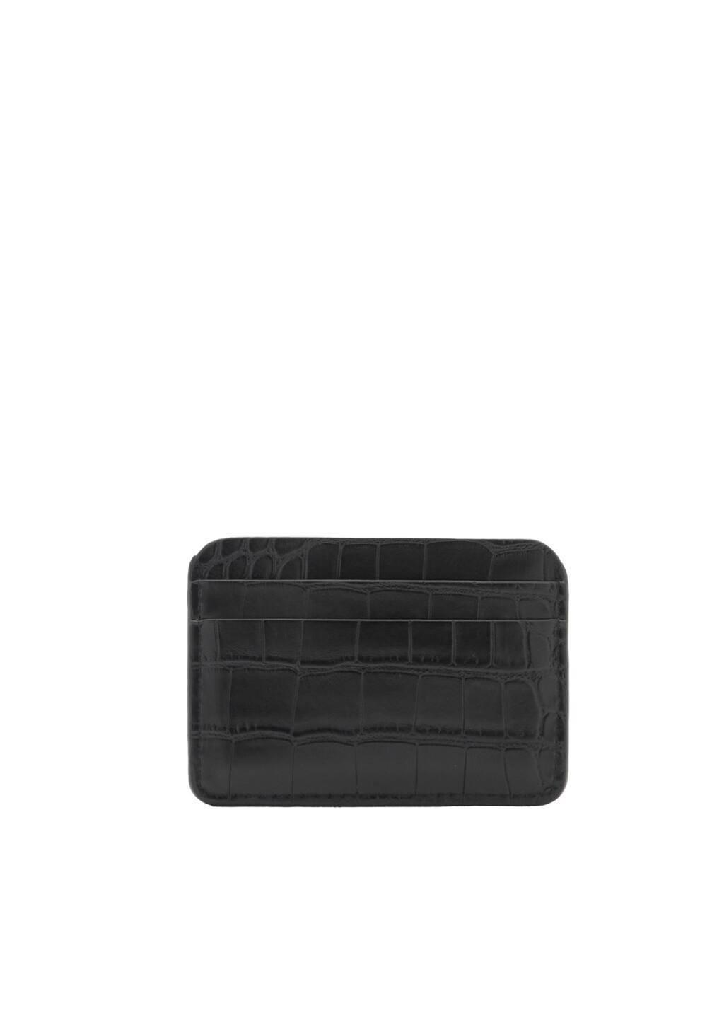 Black Croc-Effect Cardholder, Black, large image number 3