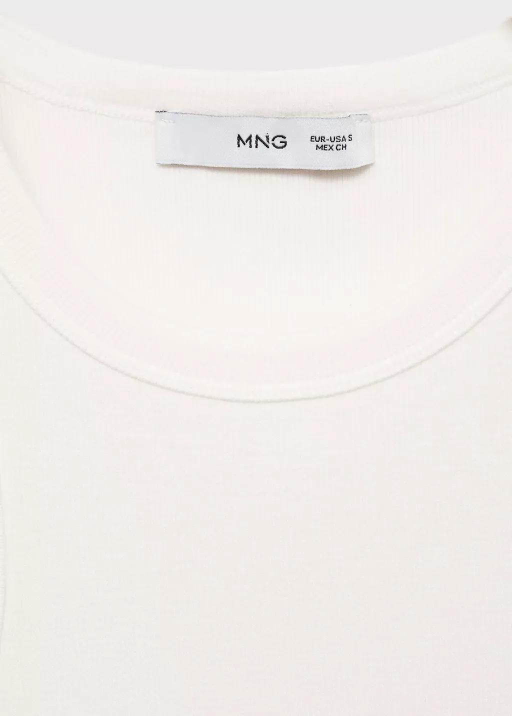 White Ribbed Cotton-Blend Top, , large image number 6