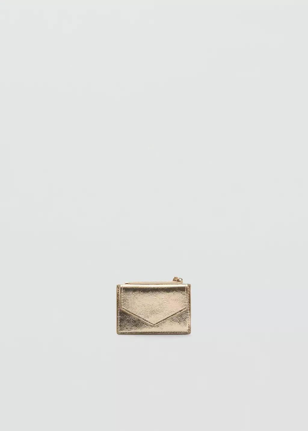 Gold Metallic Purse With Ball Detail, , medium