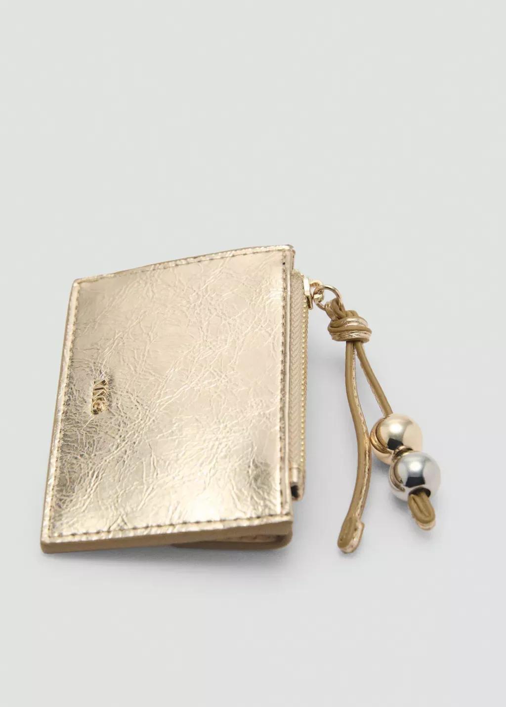 Gold Metallic Purse With Ball Detail, Gold, large image number 1