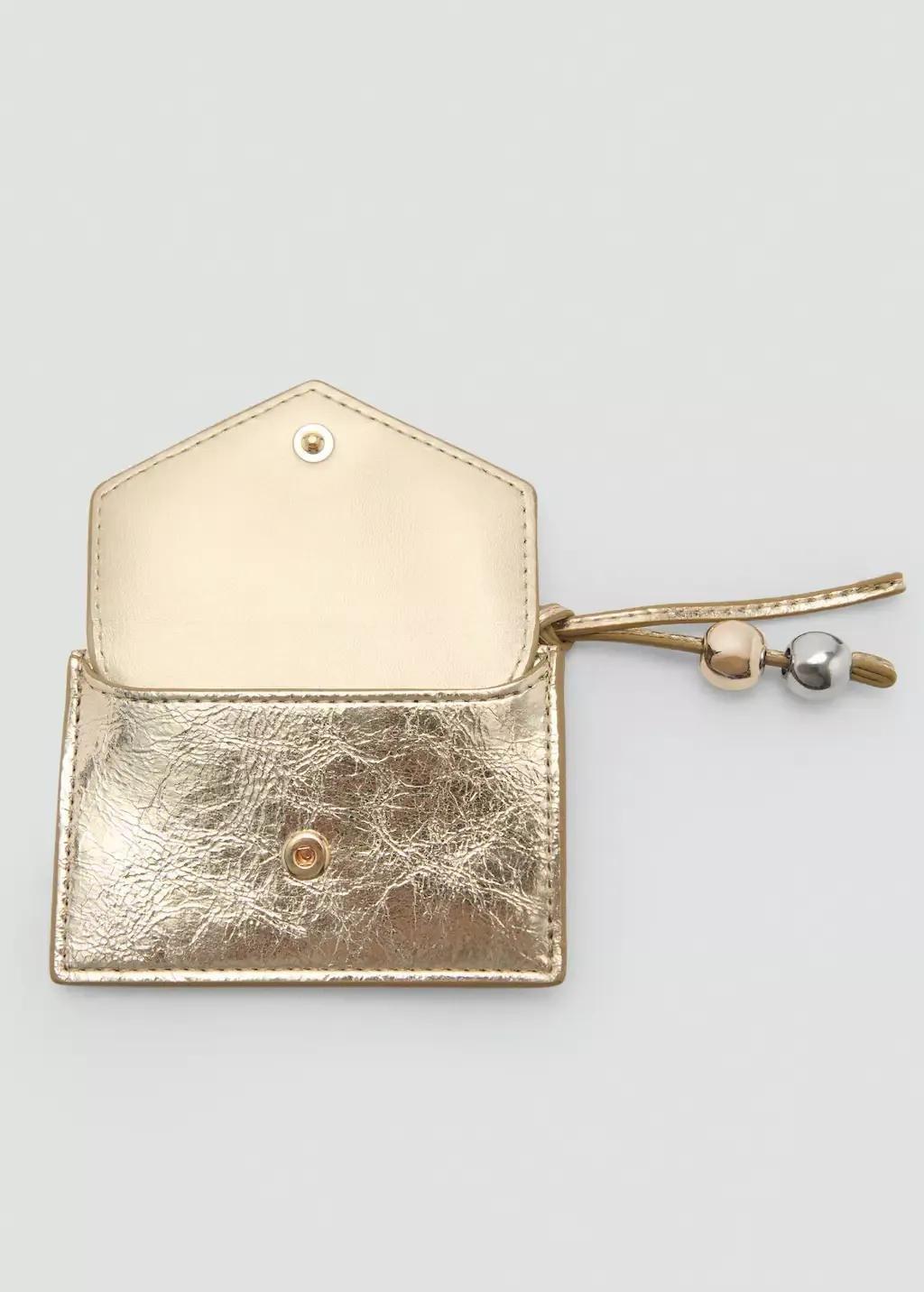 Gold Metallic Purse With Ball Detail, Gold, large image number 2