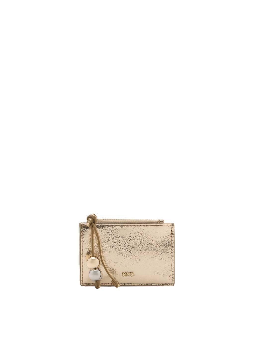 Gold Metallic Purse With Ball Detail, Gold, large image number 3