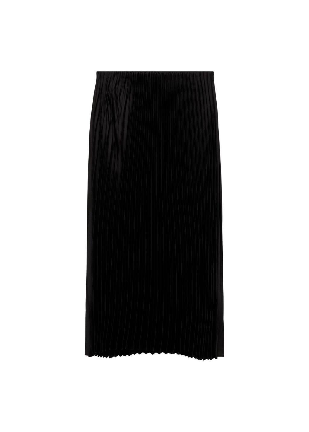 Black Straight Pleated Skirt, , large image number 3