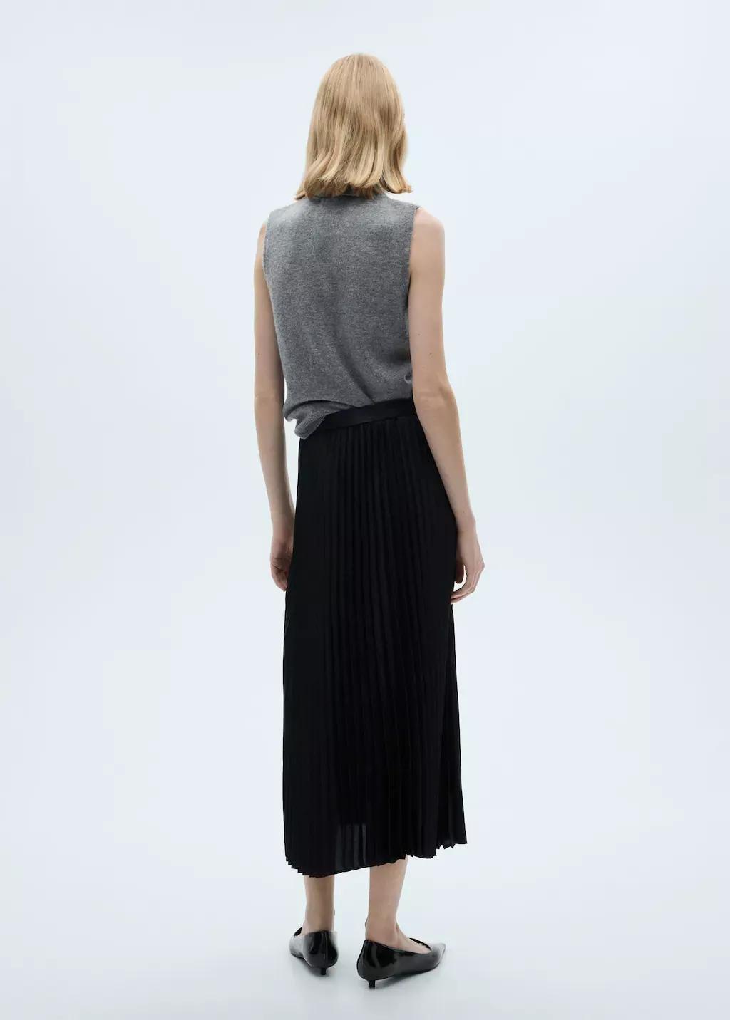 Black Straight Pleated Skirt, , large image number 4