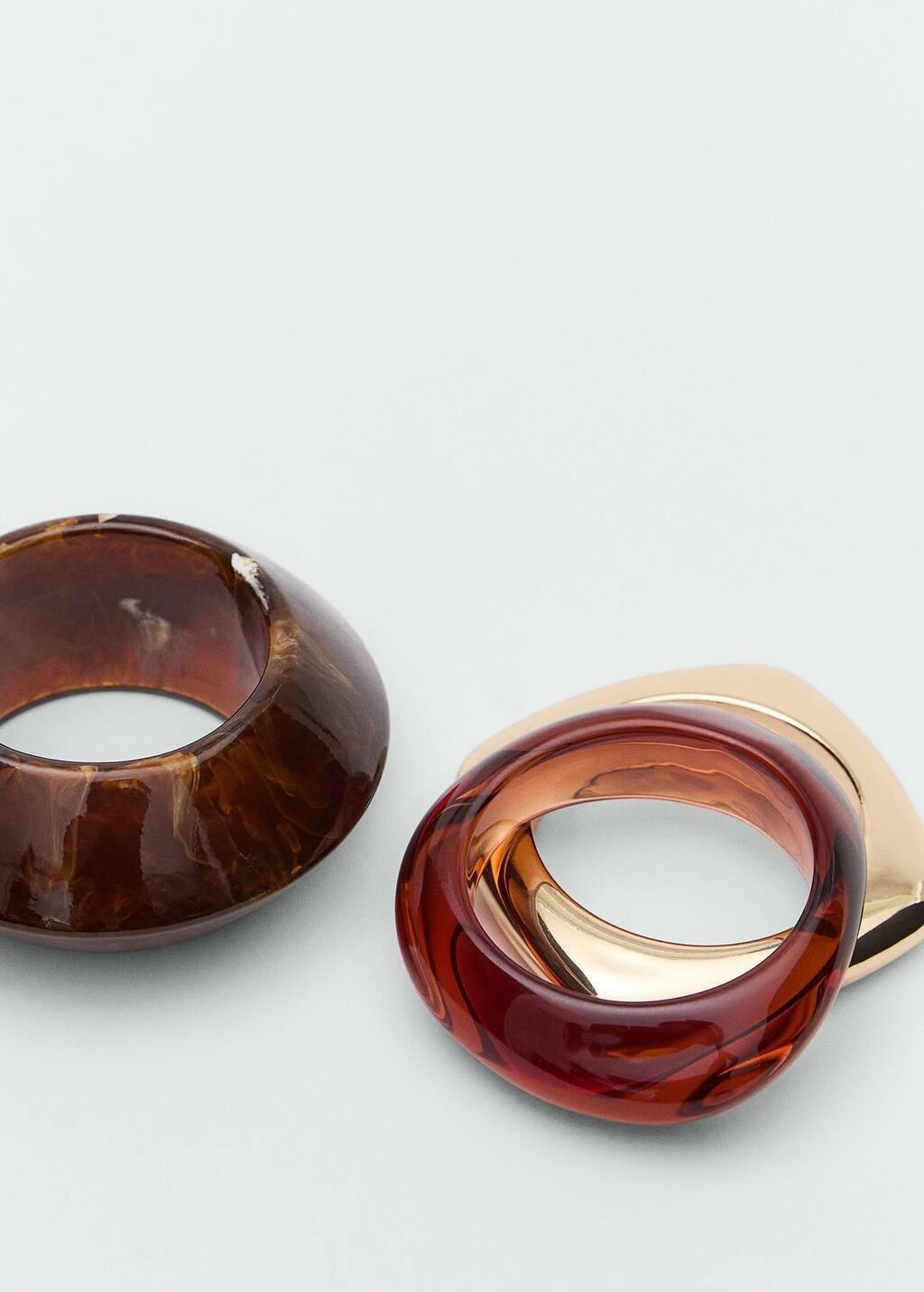 Gold Set Of 3 Combined Resin Bracelets, 0201_OR, large image number 0