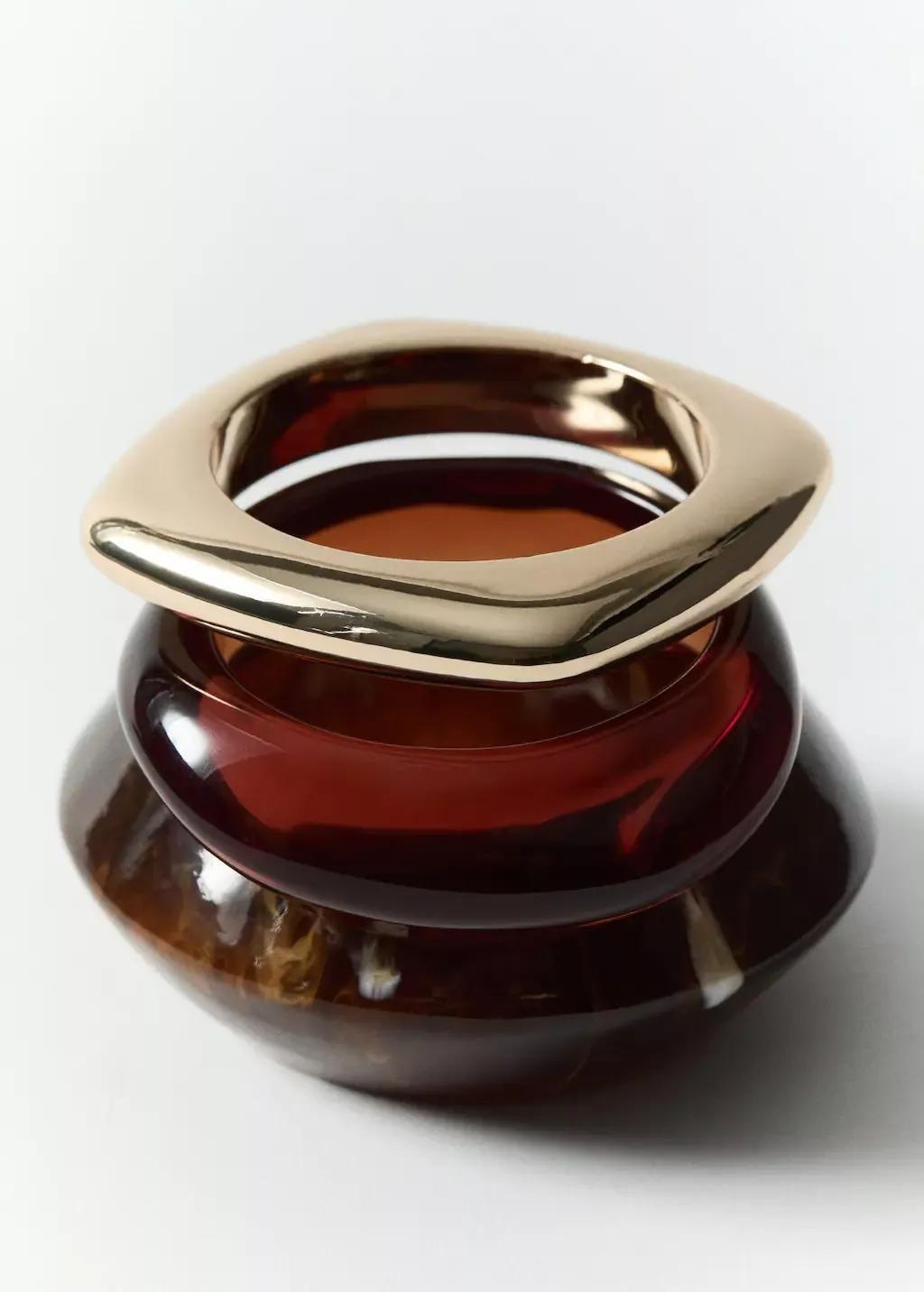 Gold Set Of 3 Combined Resin Bracelets, 0201_OR, large image number 1