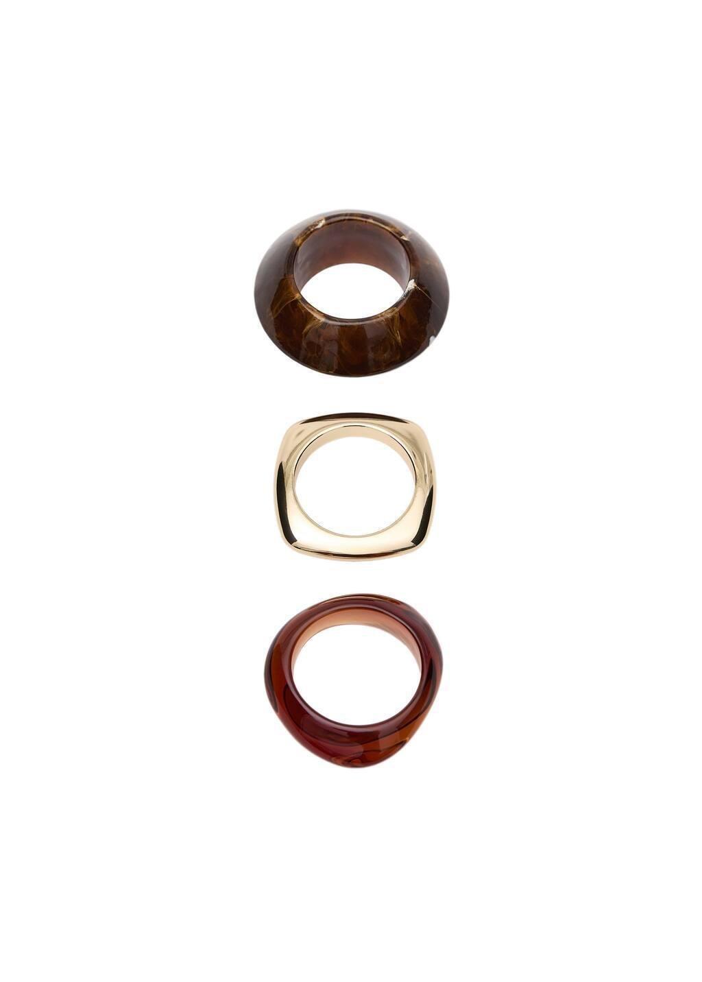 Gold Set Of 3 Combined Resin Bracelets, 0201_OR, large image number 3