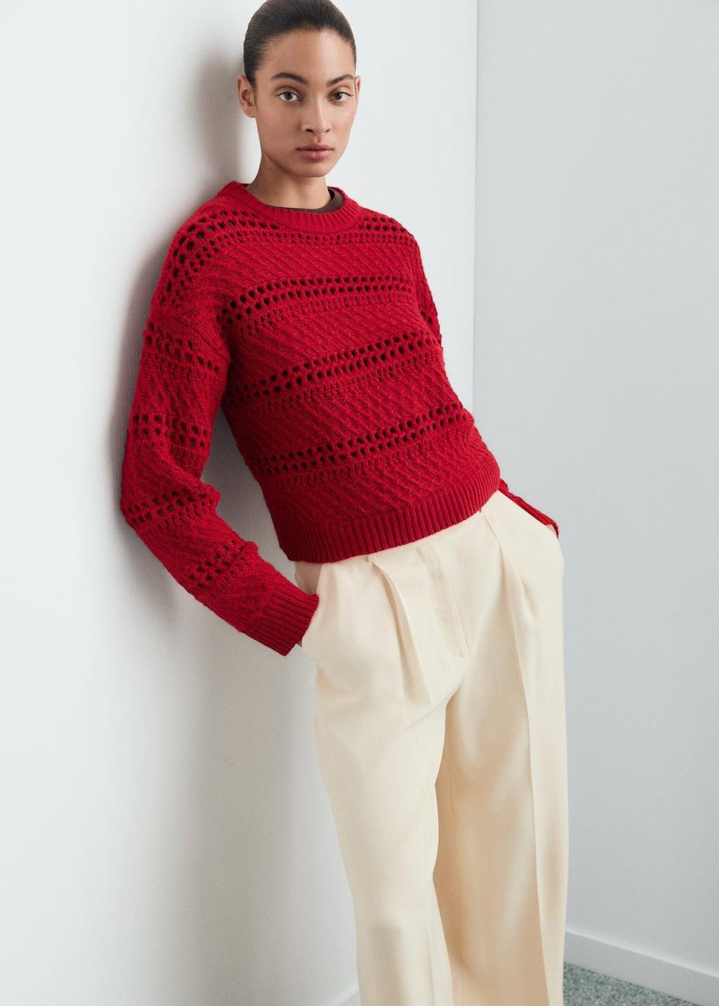Red Work Knit Sweater, , large image number 0
