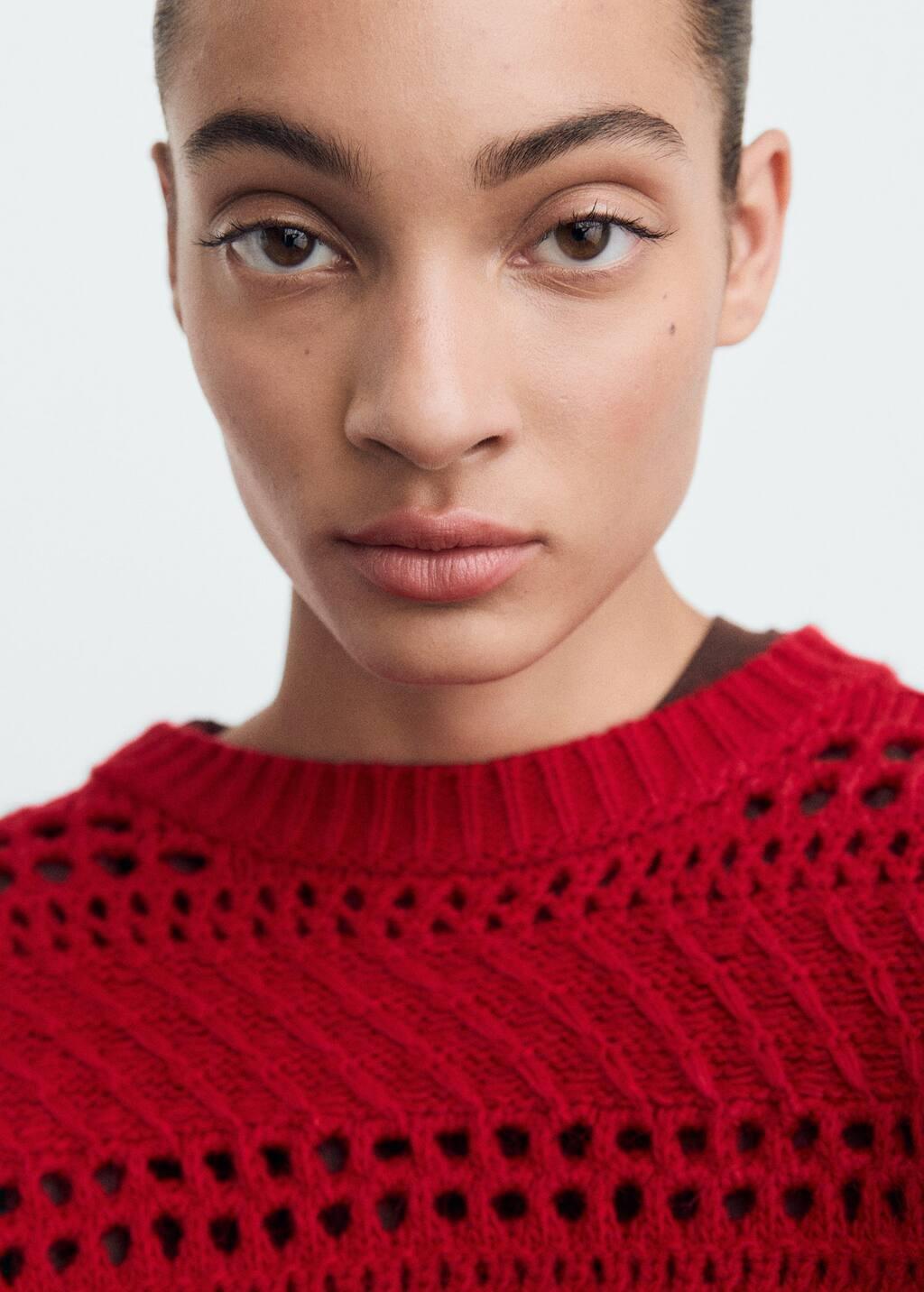Red Work Knit Sweater, , large image number 1