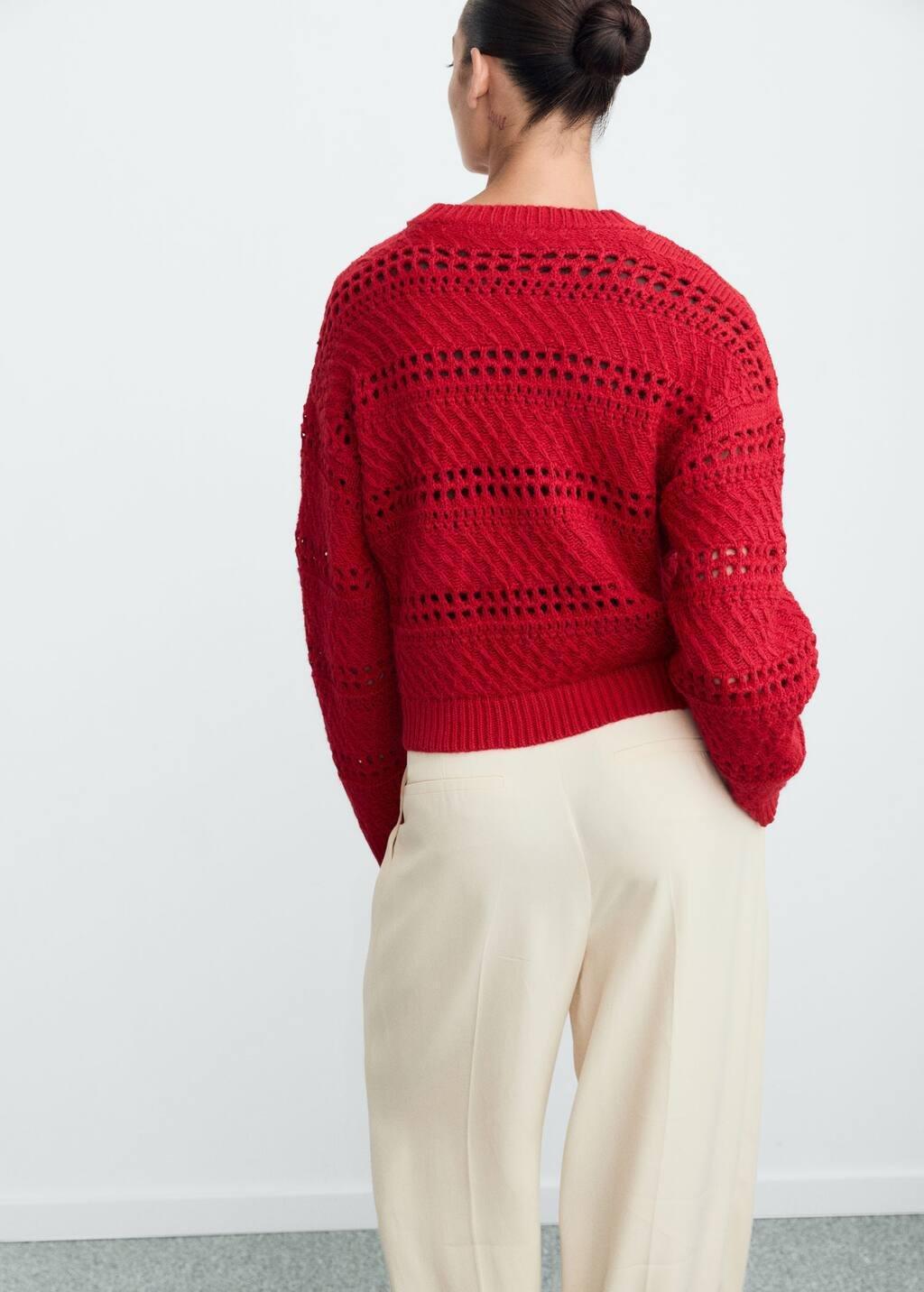 Red Work Knit Sweater, , large image number 4