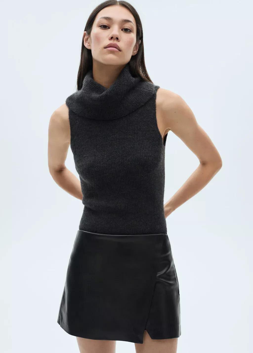 Black Leather-Effect Culottes, , large image number 0