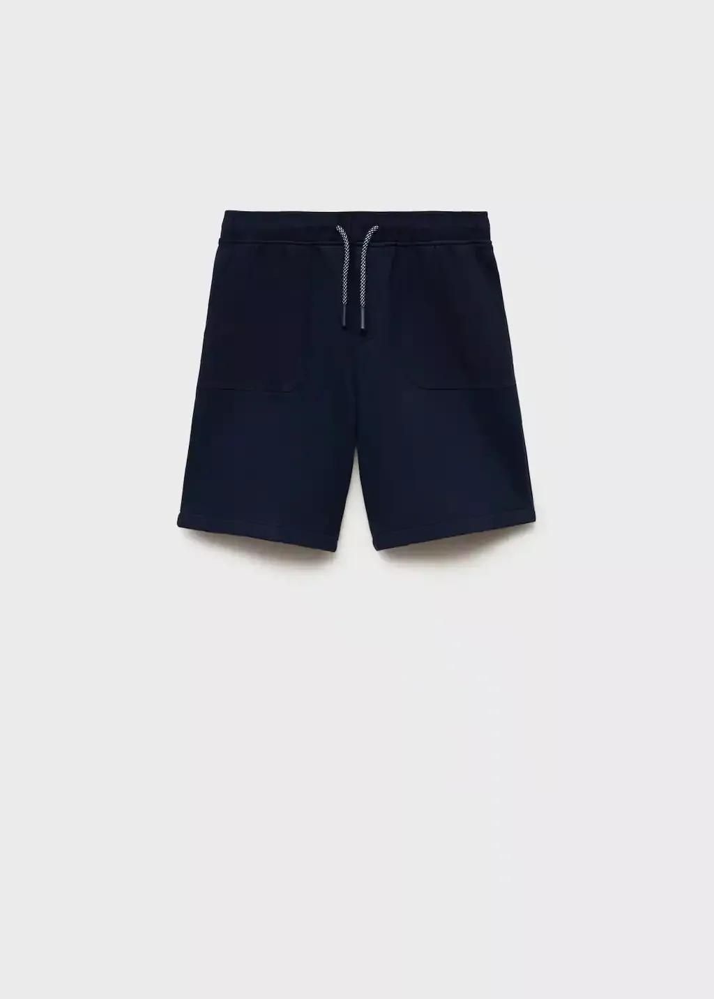 Navy Drawstring Bermuda Shorts, Kids Boy, , medium