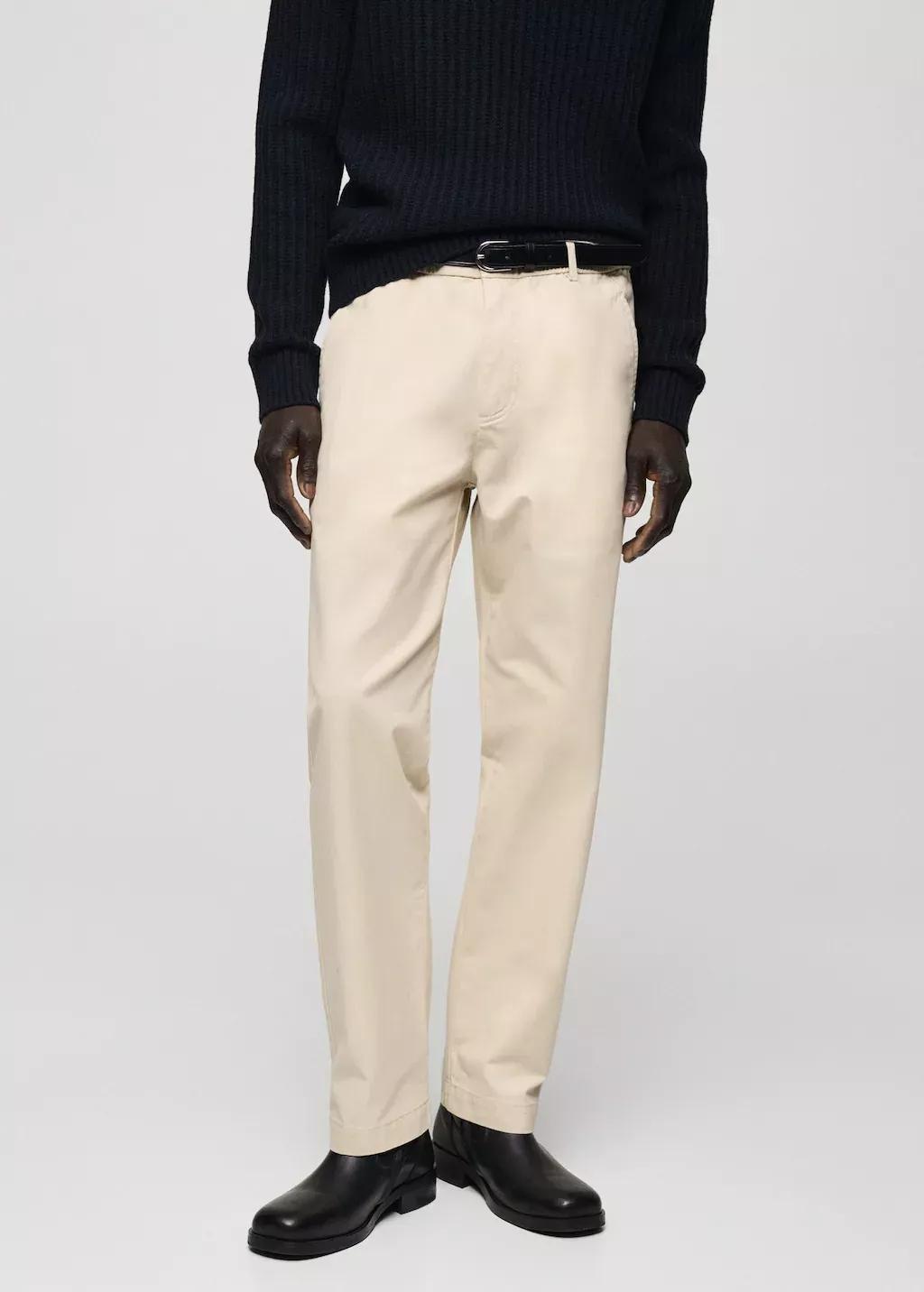 Beige Regular Fit Cotton Drawstring Pants, , large image number 0