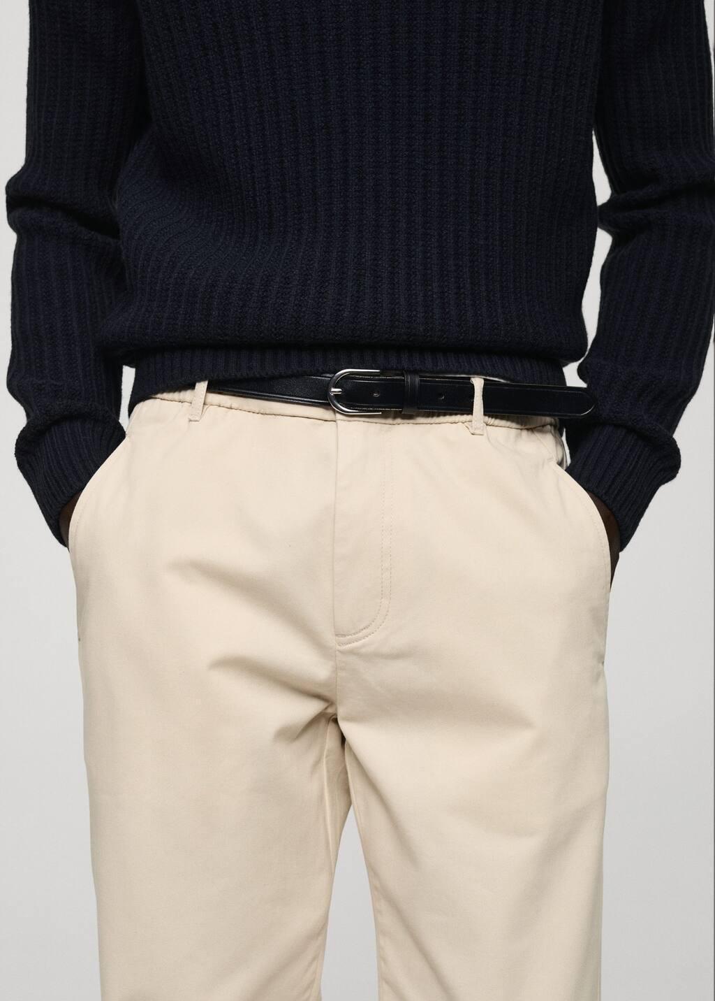 Beige Regular Fit Cotton Drawstring Pants, , large image number 1