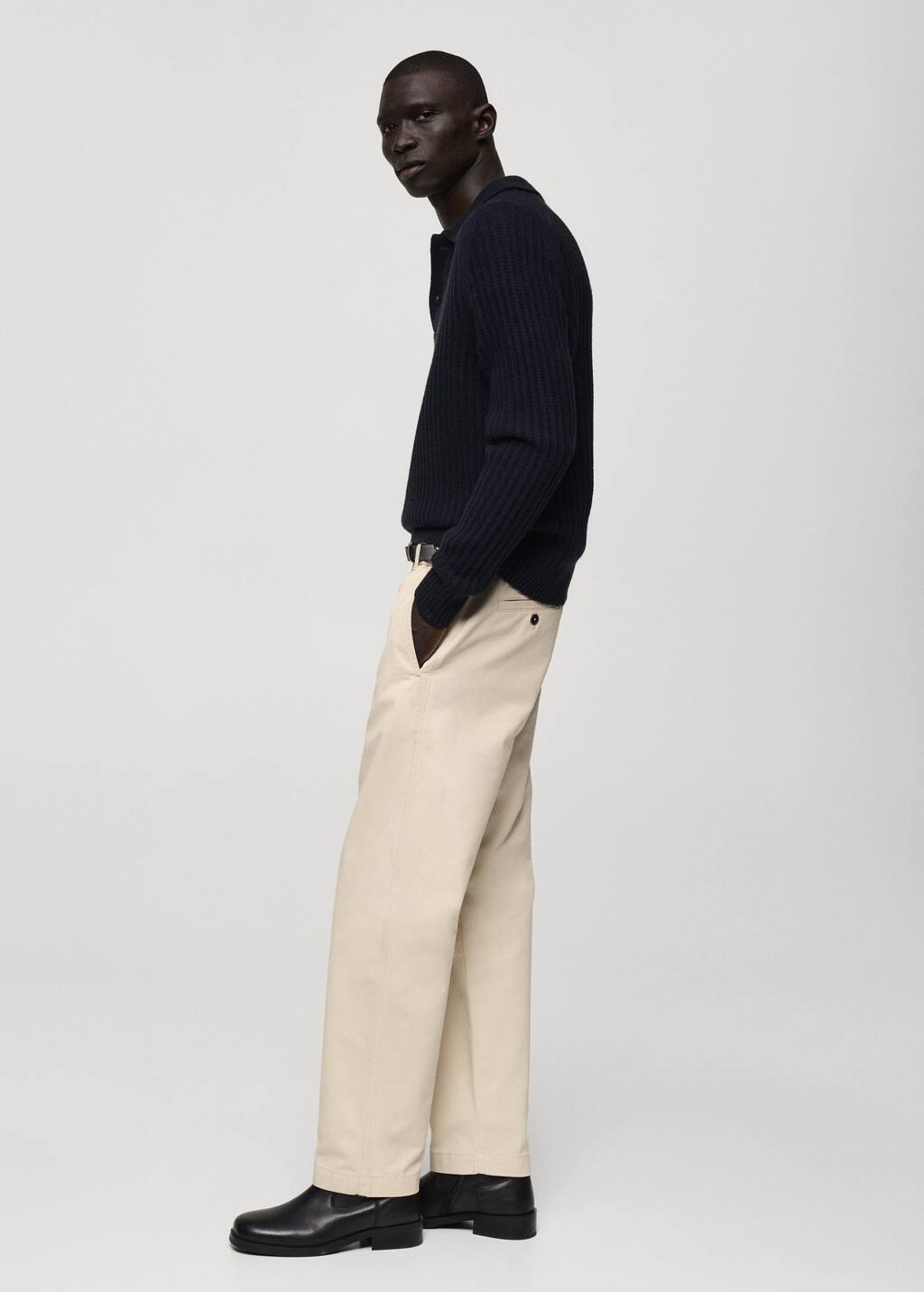 Beige Regular Fit Cotton Drawstring Pants, , large image number 2