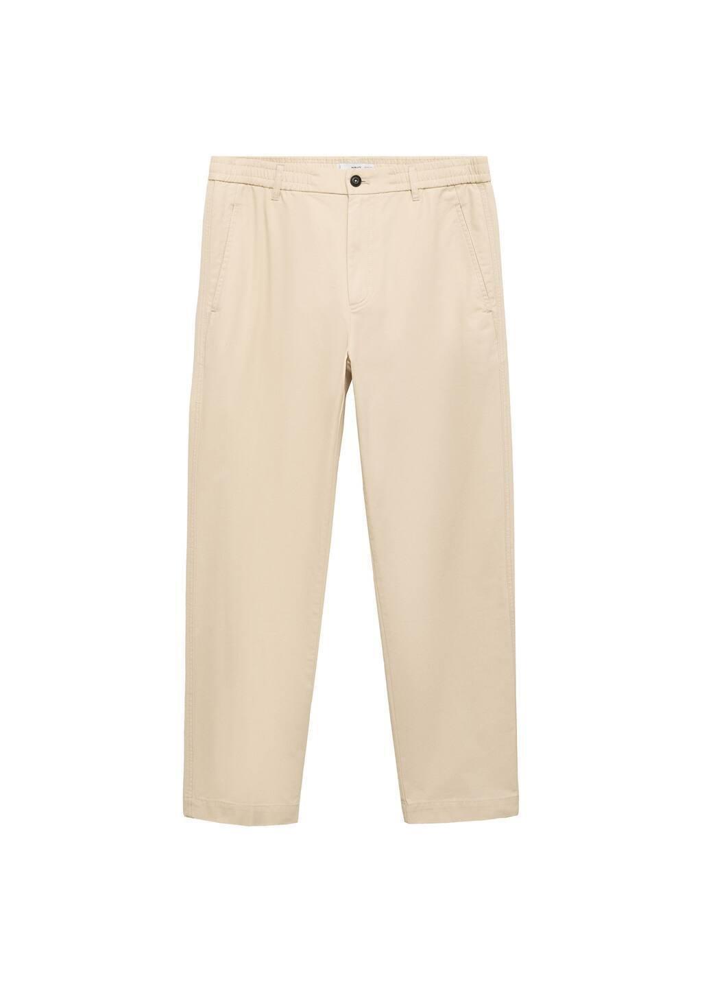 Beige Regular Fit Cotton Drawstring Pants, , large image number 3
