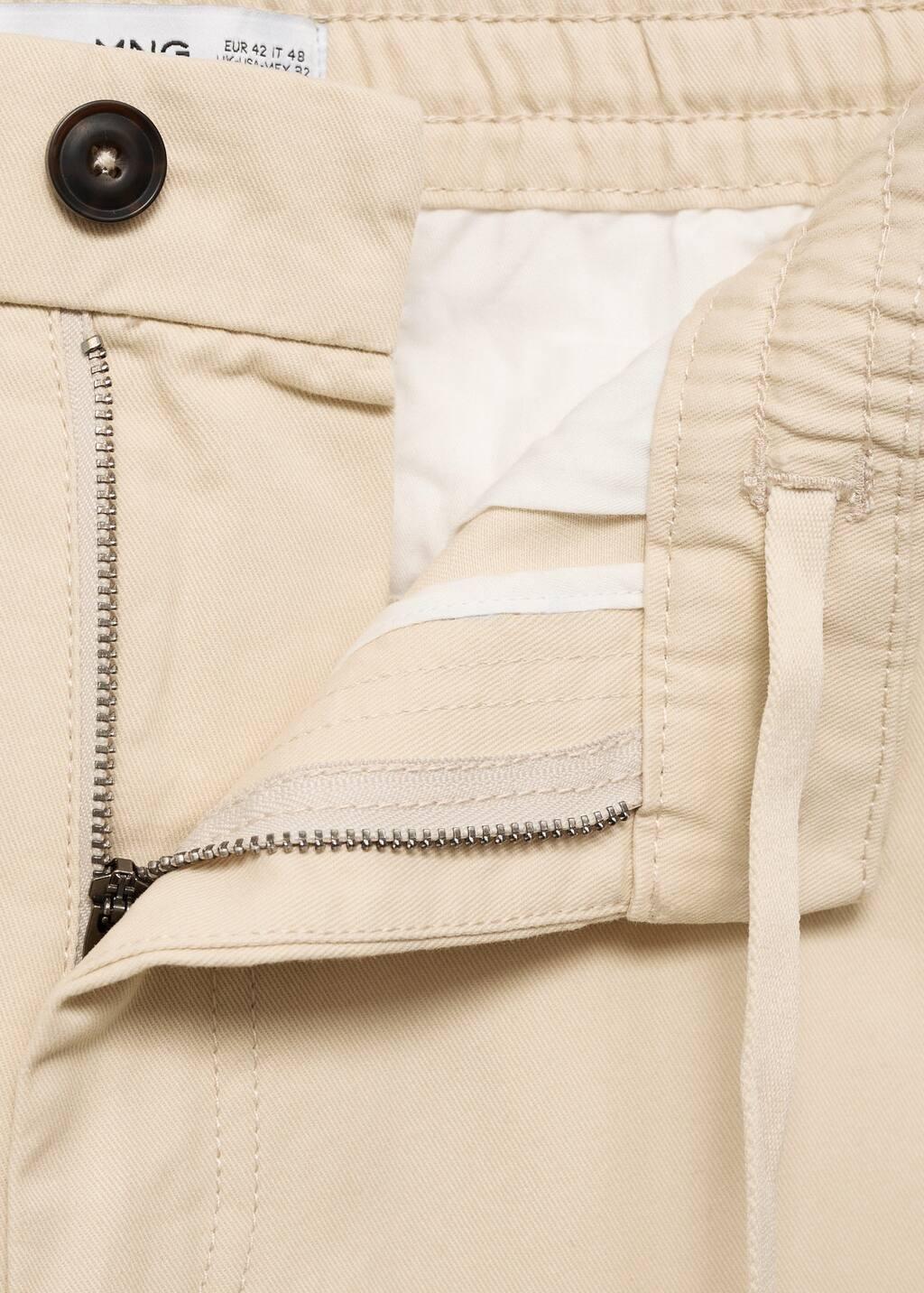 Beige Regular Fit Cotton Drawstring Pants, , large image number 5