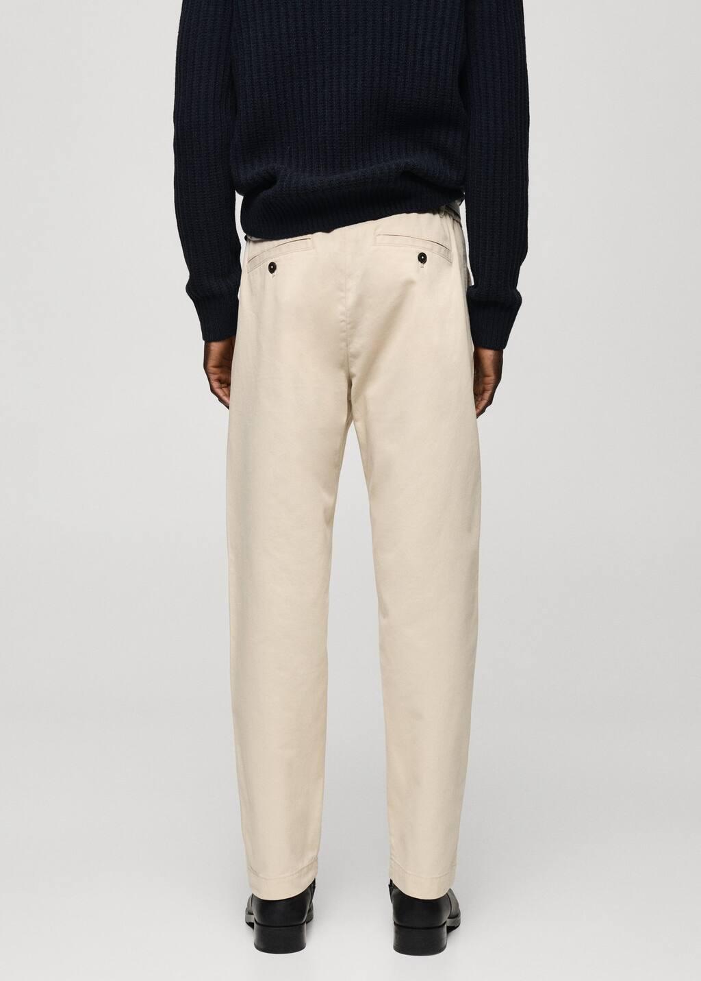Beige Regular Fit Cotton Drawstring Pants, , large image number 6